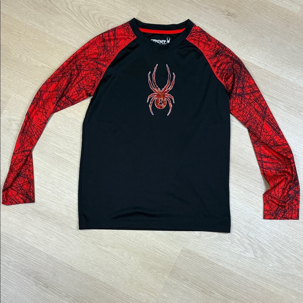 Spyder Black & Red Long Sleeve Active Top with Logo on Front & Back